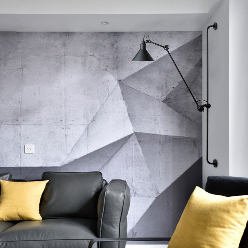 1 montage de montage ombré à la tête Lument Light Loft Style Éclairage mural en métal avec bras réglable