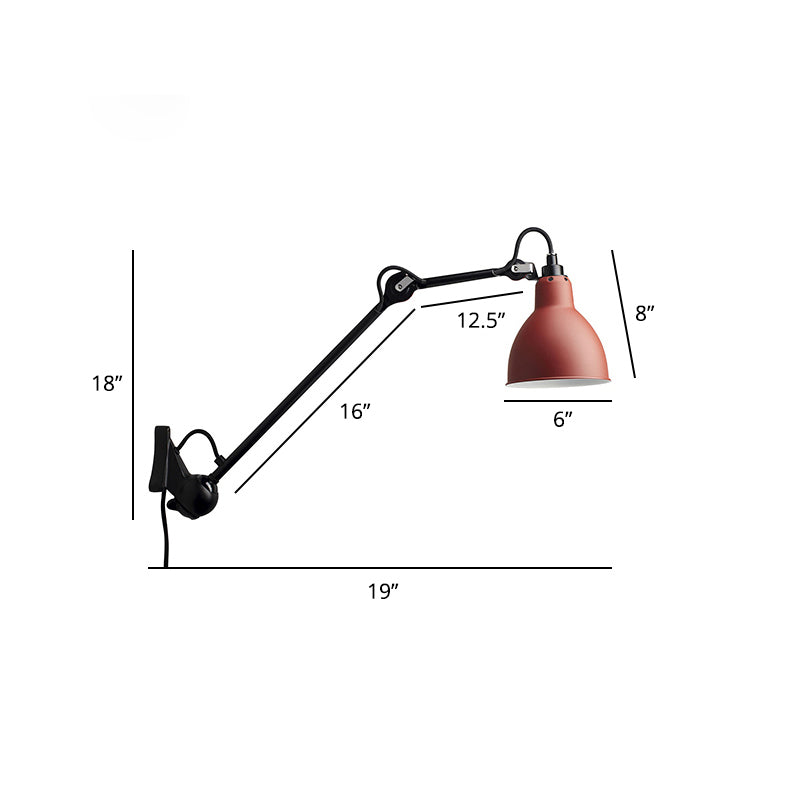 1 illuminazione da parete da parete ombreggiata a testa in stile Light Loft Wall All Wall Ams with Regolable ARM