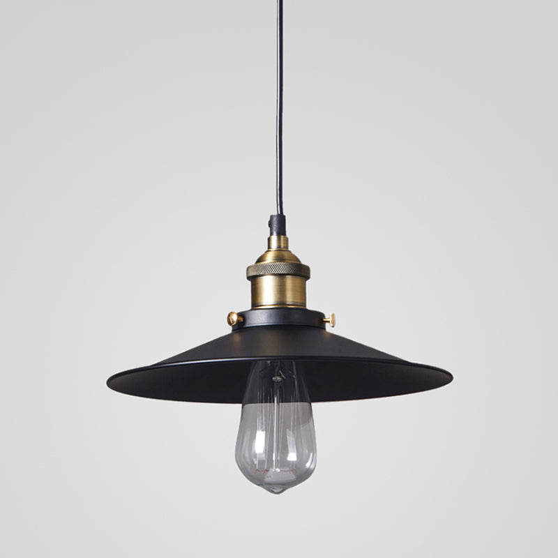 Lampada a soffitto a sospensione a sospensione Black Finish Finitura in metallo retro 1 kit di luce appesa a lampadina