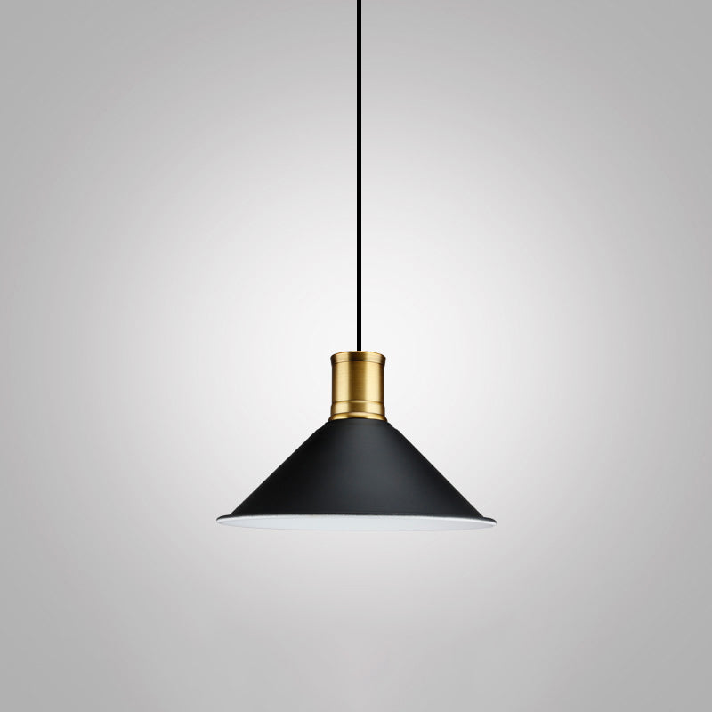 Metal Black Finish Drop Pendant Geometric Shade Single-Bulb Industrial Hanging Light