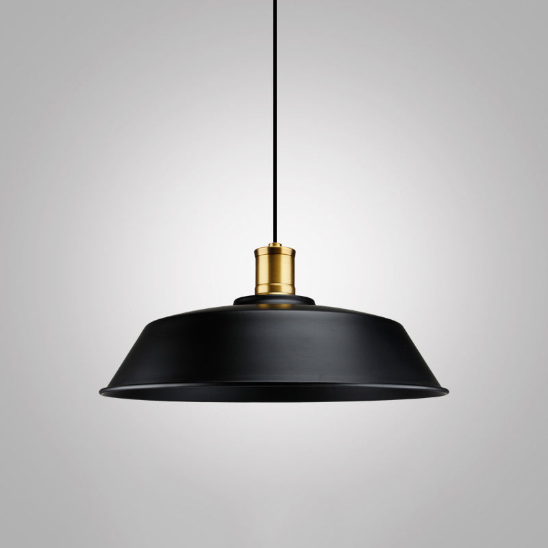 Metal Black Finish Drop Pendant Geometric Shade Single-Bulb Industrial Hanging Light