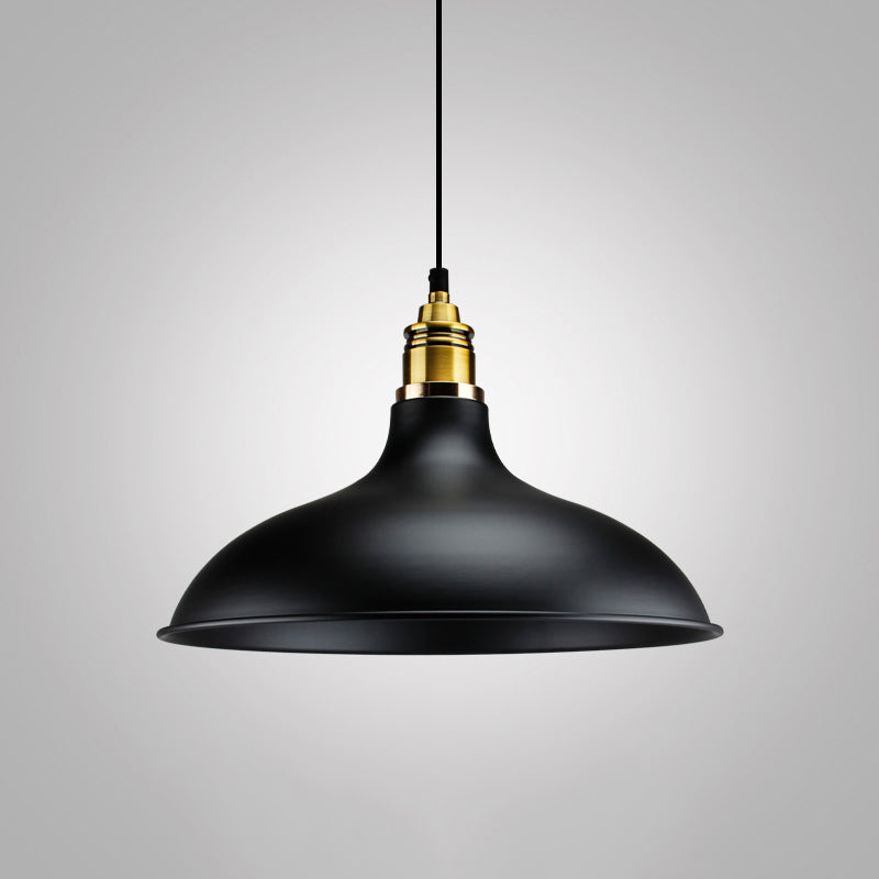 Metal Black Finish Drop Pendant Geometric Shade Single-Bulb Industrial Hanging Light