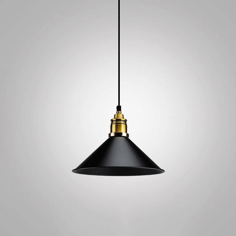 Metal Black Finish Drop Pendant Geometric Shade Single-Bulb Industrial Hanging Light