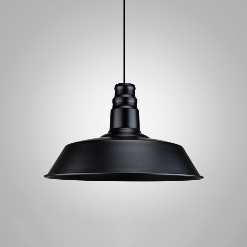 Metal Black Finish Drop Pendant Geometric Shade Single-Bulb Industrial Hanging Light