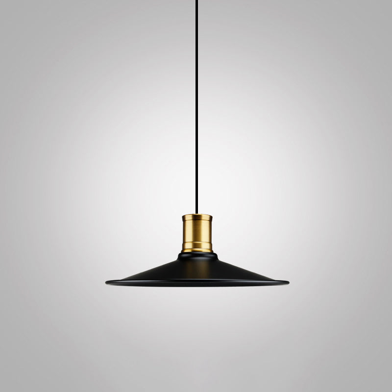 Metal Black Finish Drop Pendant Geometric Shade Single-Bulb Industrial Hanging Light