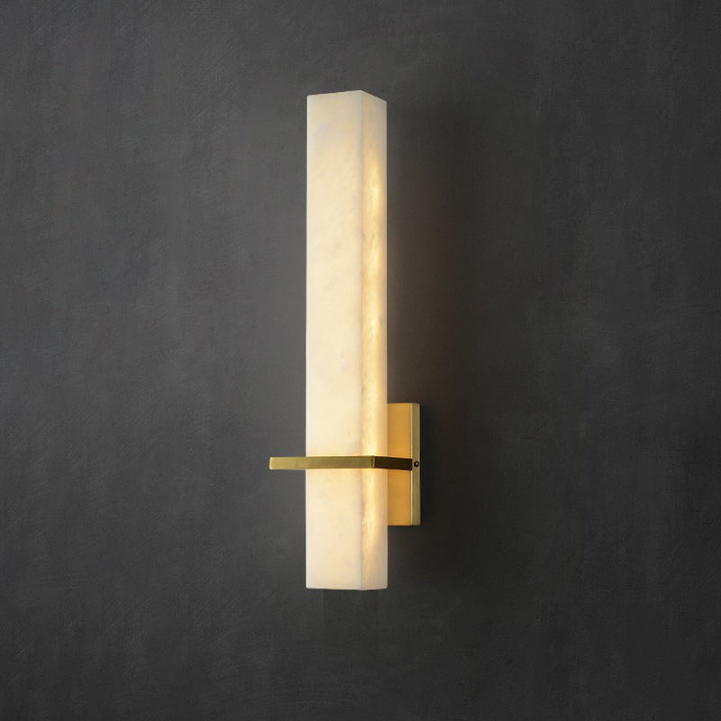 White Rectangle LED Wall Sconce Minimalistic Marble Wall Mounted Light for Aisle