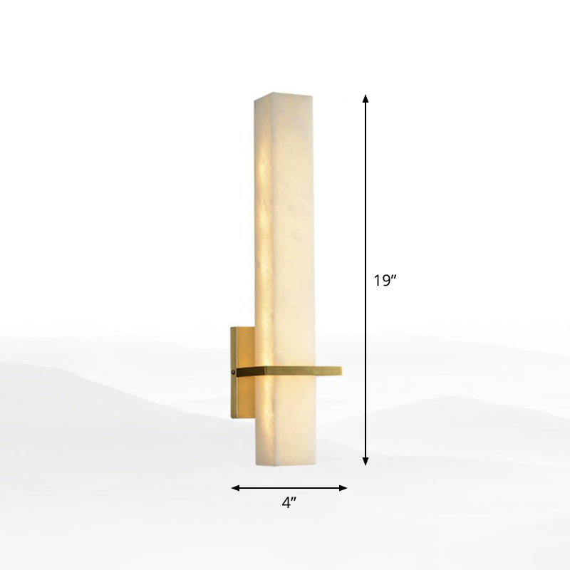 White Rectangle LED Wall Sconce Minimalistic Marble Wall Mounted Light for Aisle