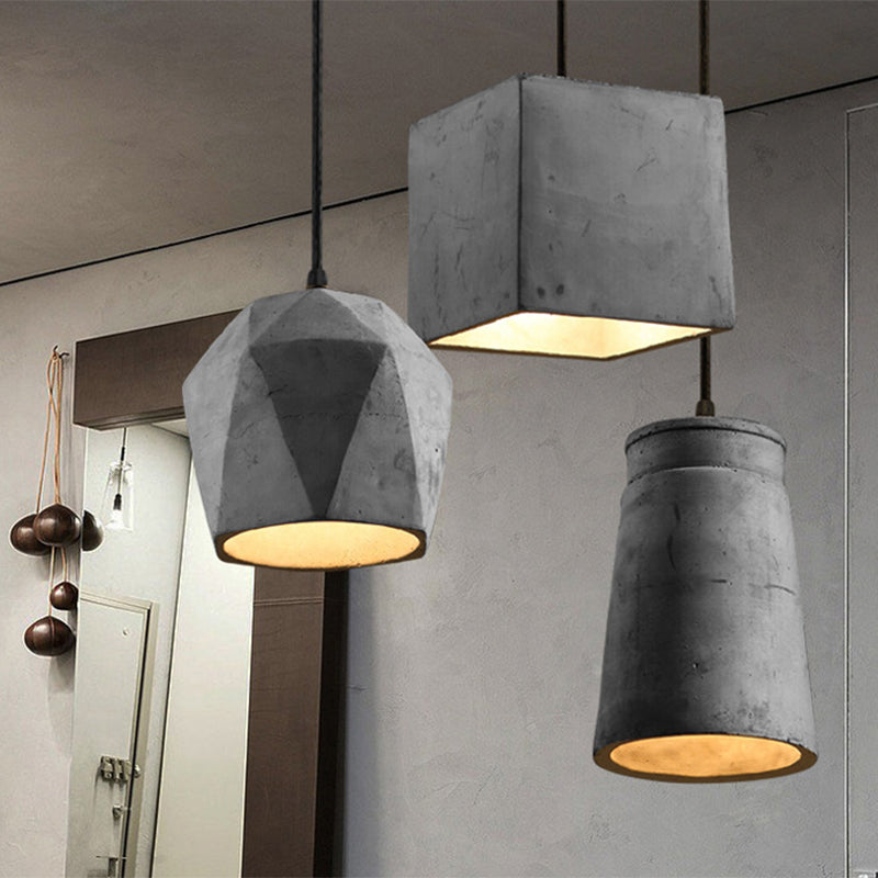 Grijze hoorn gesuspendeerde verlichting armatuur eenvoud 1-licht cement hangend licht voor restaurant