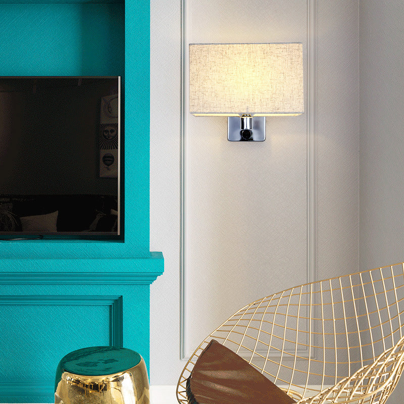 Rechthoekige schaduw wandlamp eenvoudige stijl enkele woonkamer wandverlichting in vlas