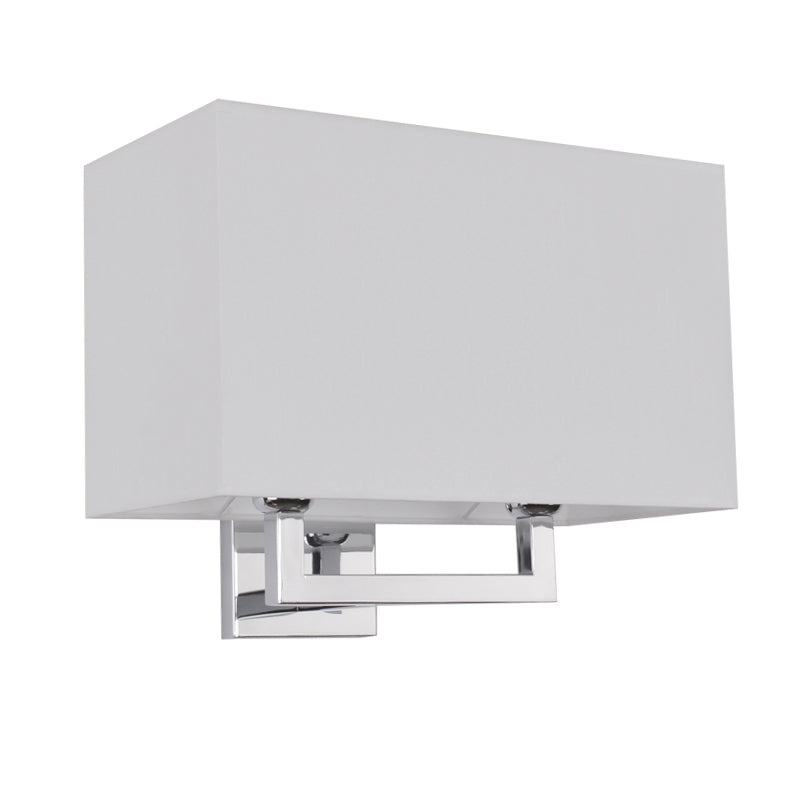 Rectangular Fabric Wall Light Fixture Contemporary 2 Heads Chrome Wall Mounted Lamp