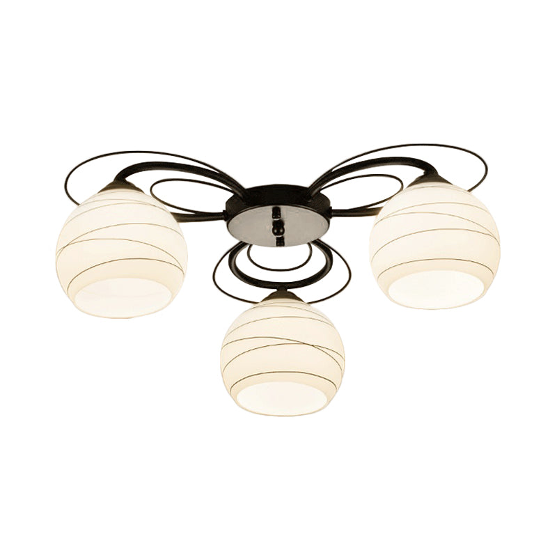 3/6/9 Lights Orb Flush Mount Lamp Traditional White Glass Flush Ceiling Light for Living Room