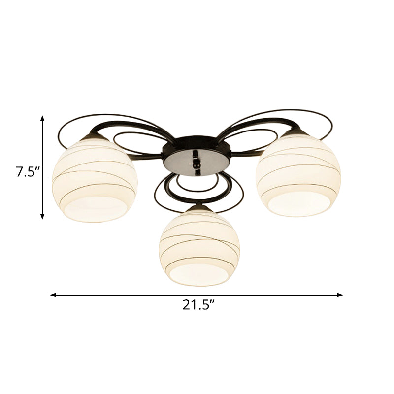 3/6/9 Lights Orb Flush Mount Lamp Traditional White Glass Flush Ceiling Light for Living Room