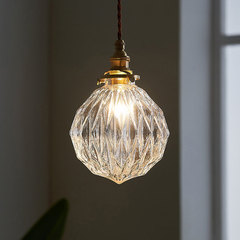 Clear Glass Globe Ceiling Light Industrial Single Restaurant Hanging Pendant Light