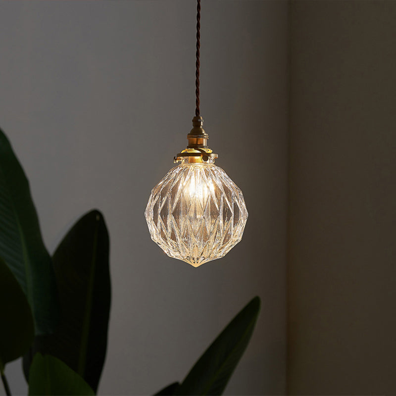 Clear Glass Globe Ceiling Light Industrial Single Restaurant Hanging Pendant Light