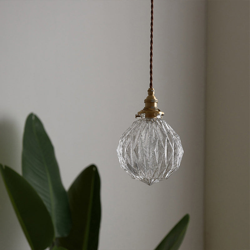Clear Glass Globe Ceiling Light Industrial Single Restaurant Hanging Pendant Light