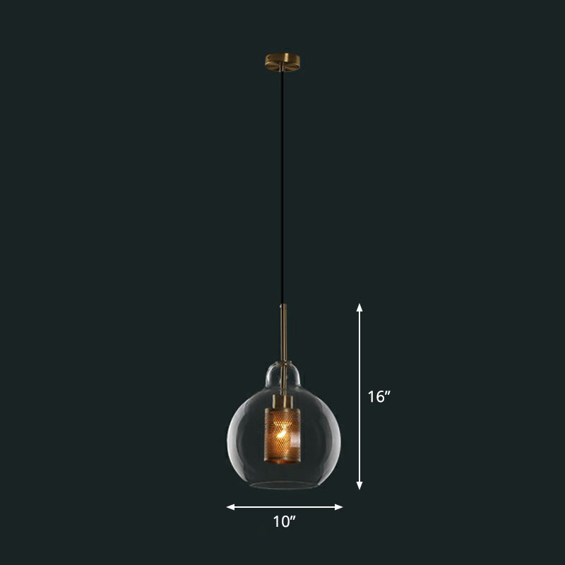 Clear Glass Shaded Hanging Light Simplicity 1 Bulb Restaurant Pendant Light Fixture