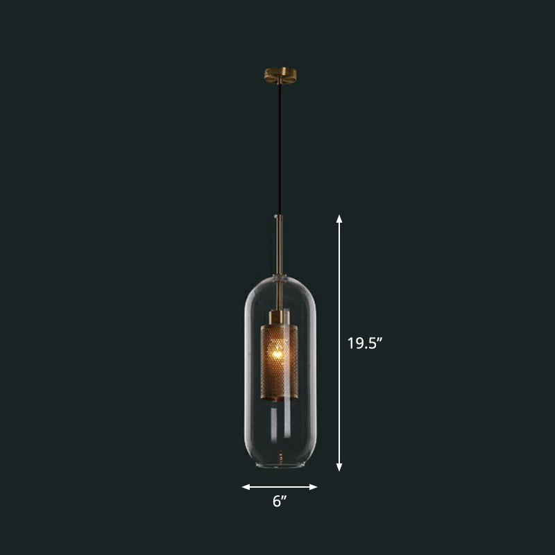 Clear Glass Shaded Hanging Light Simplicity 1 Bulb Restaurant Pendant Light Fixture