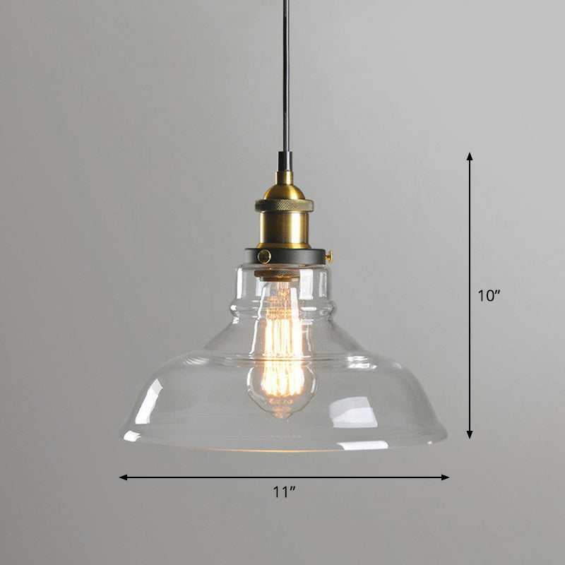 1 Head Suspension Lighting Retro Style Pot Lid Clear Glass Hanging Pendant Light Fixture