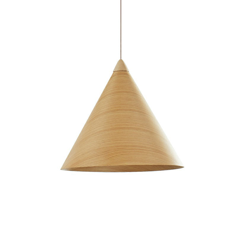 Conical Dining Room Suspension Lamp Wooden 1-Head Minimalistic Hanging Pendant Light