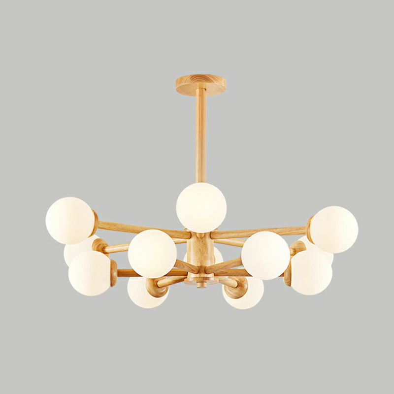 Wood Sputnik Chandelier Nordic White Bhite Glass Glass Affermazione Luce per soggiorno per soggiorno