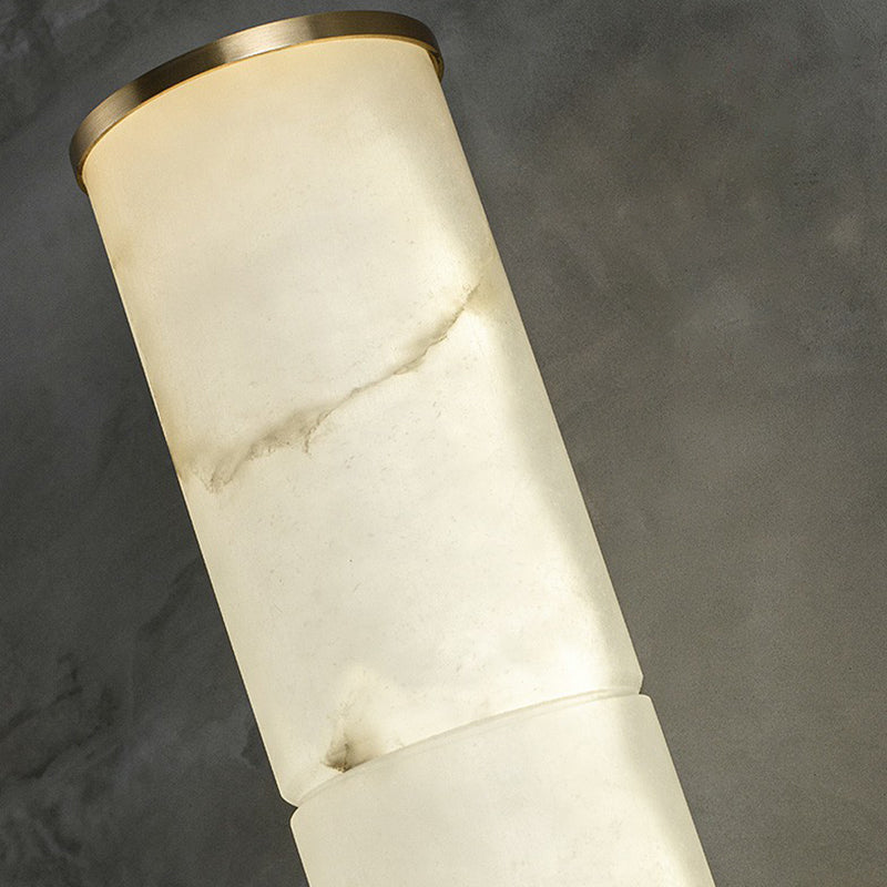 Marble Tube LED Sconce Light Fixture Simplicity White and Brass Wall Lamp for Living Room