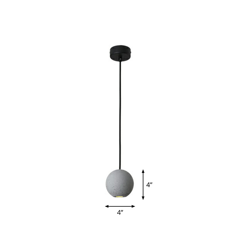 Mini Ball Cement Pendant Light Simplicity Novelty Grey LED Hanging Lamp for Bedroom