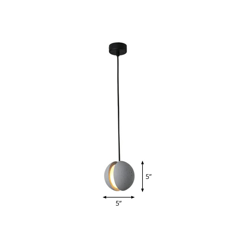 Mini Ball Cement Pendant Light Simplicity Novelty Grey LED Hanging Lamp for Bedroom