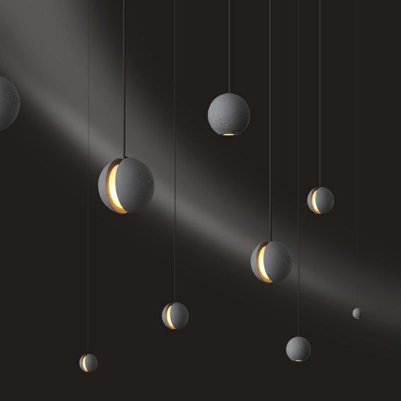 Mini Ball Cement Pendant Light Simplicity Novelty Grey LED Hanging Lamp for Bedroom
