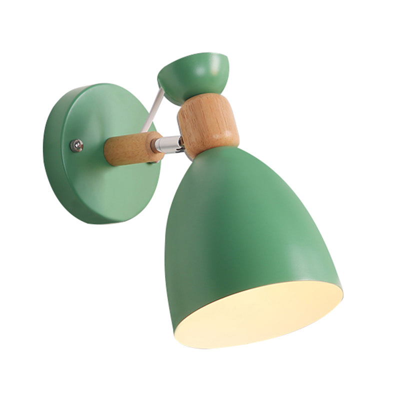 Geometric Wall Mounted Reading Light Macaron Metal 1-Light Wall Sconce Lighting with Wood Deco