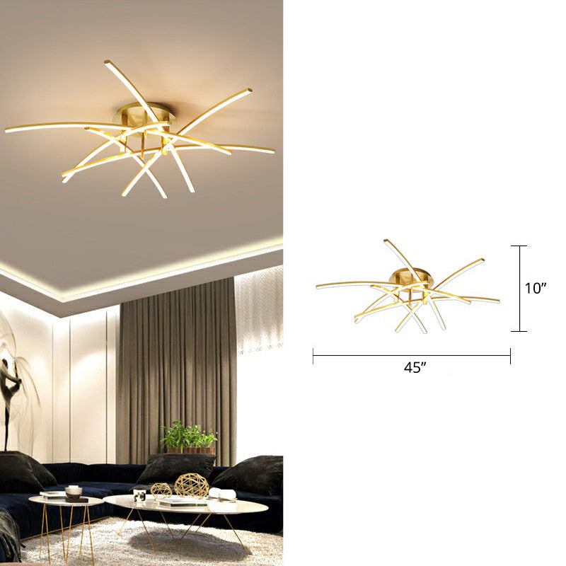 Crossed Rod Flush Mount Ceiling Light Simple Metal Bedroom LED Flush Light Fixture