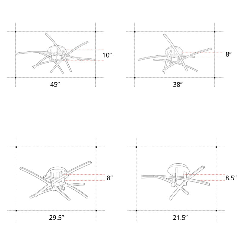 Crossed Rod Flush Mount Ceiling Light Simple Metal Bedroom LED Flush Light Fixture