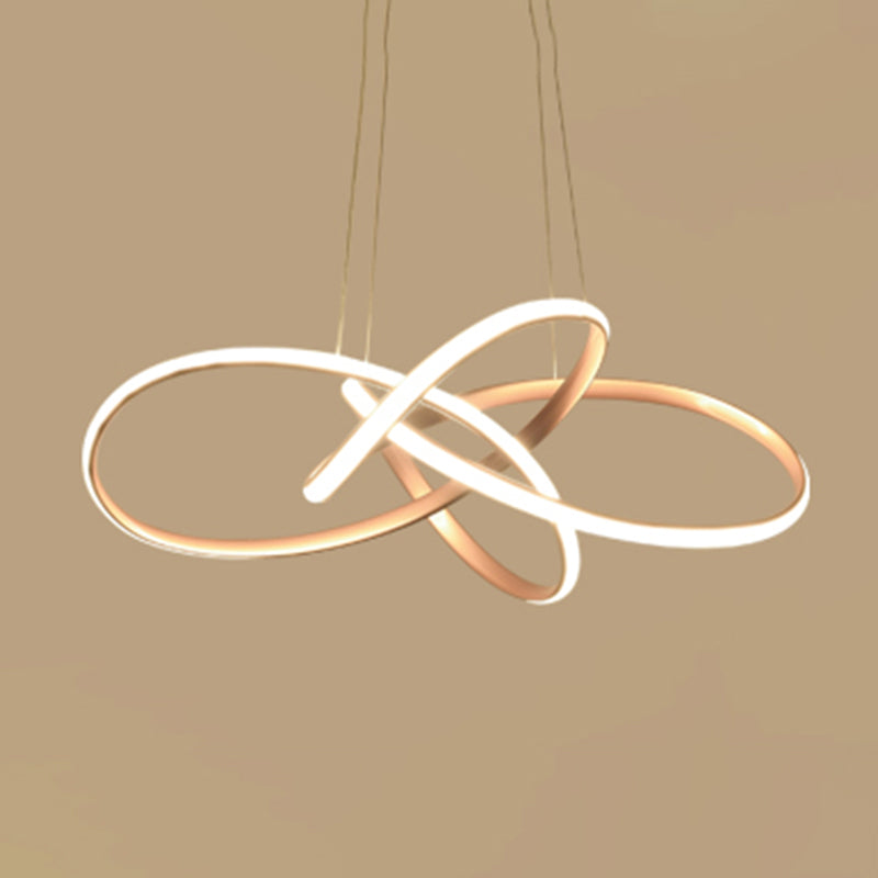 Gold Floral Twist LED Chandelier Art Deco Metal Hanging Ceiling Light for Dining Room