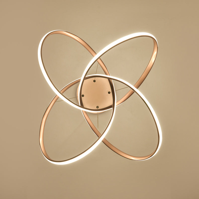 Gold Floral Twist LED Chandelier Art Deco Metal Hanging Ceiling Light for Dining Room