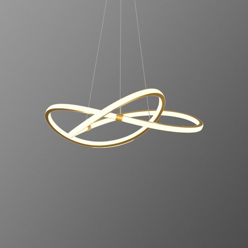 Minimalist Twist Shaped LED Pendant Lamp Aluminum Living Room Chandelier Lighting Fixture