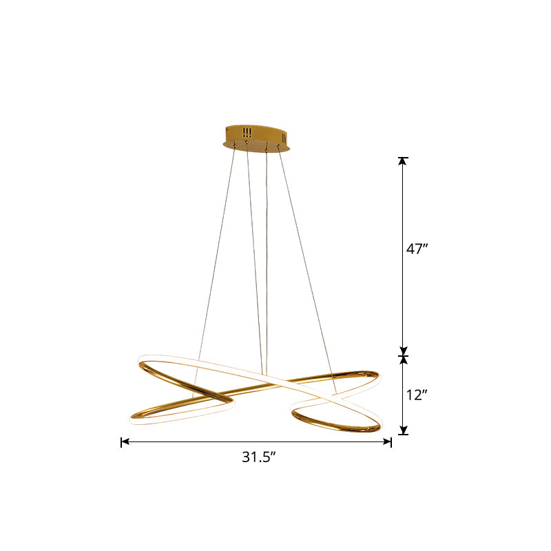 Aluminum Twist Hanging Lamp Artistic LED Chandelier Pendant Light over Dining Table