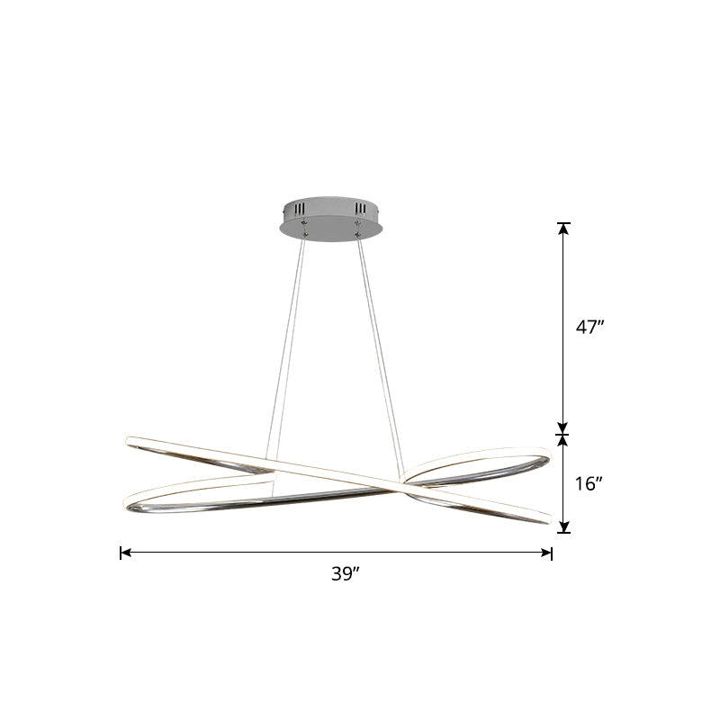 Aluminum Twist Hanging Lamp Artistic LED Chandelier Pendant Light over Dining Table