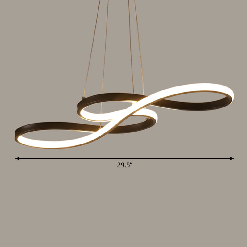 Musical Note Dining Room Chandelier Acrylic Art Deco LED Suspension Light in Black