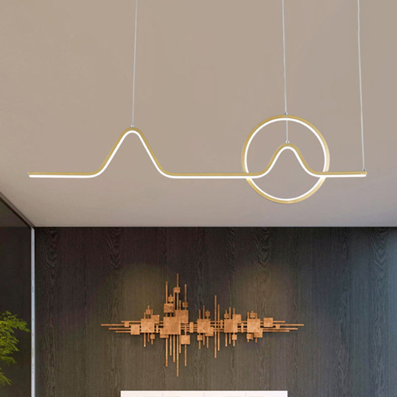 Artistic Sunrise Mountain Scenery Pendant Lighting Metal Dining Room LED Linear Island Light