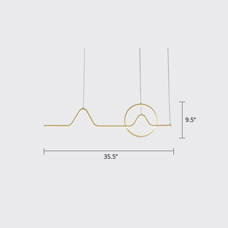 Artistic Sunrise Mountain Scenery Pendant Lighting Metal Dining Room LED Linear Island Light