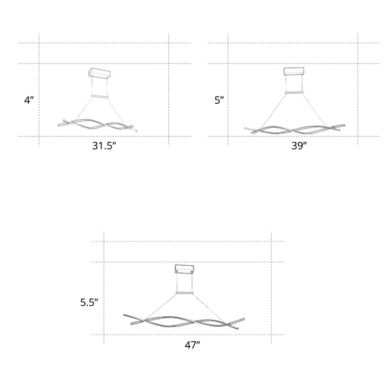 Black Twist LED a led sospesa a sospensione decorativa in alluminio lampadario a sospensione per il ristorante