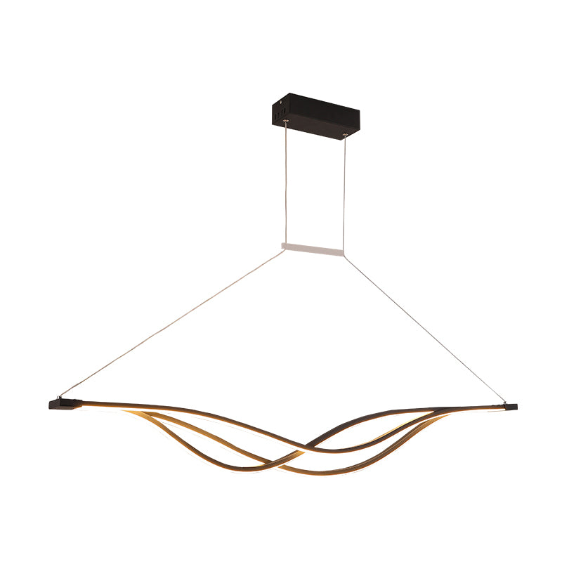Luminaire île en forme d'onde en métal lampe à suspension à LED minimaliste pour salle à manger