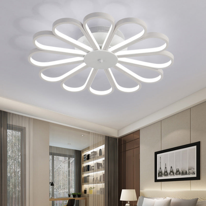 Fleur Fleurie Semi Flush Lighting Contemporain Acrylique Multi Lights LED blanc Semi Flush Plafond Lightture en blanc / clair léger chaud