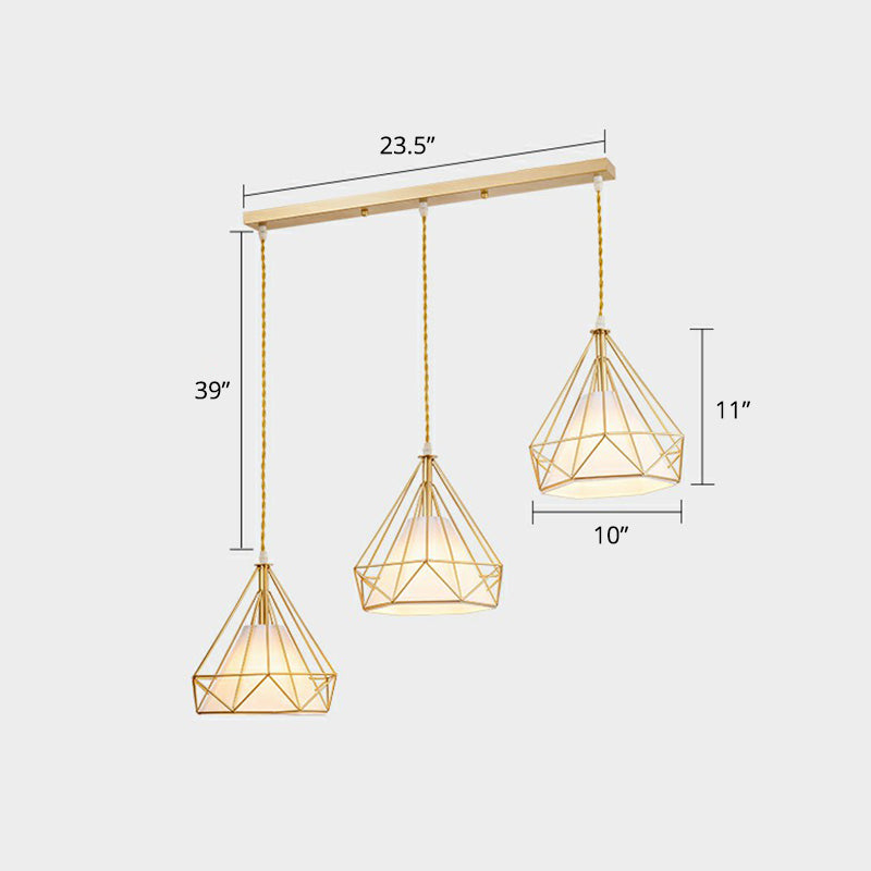 3 teste Filo Filo Cluster Luce a sospensione Nordic Metal Appedful Light per sala da pranzo