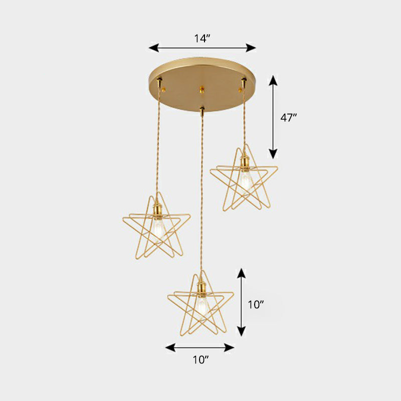 3 teste Filo Filo Cluster Luce a sospensione Nordic Metal Appedful Light per sala da pranzo