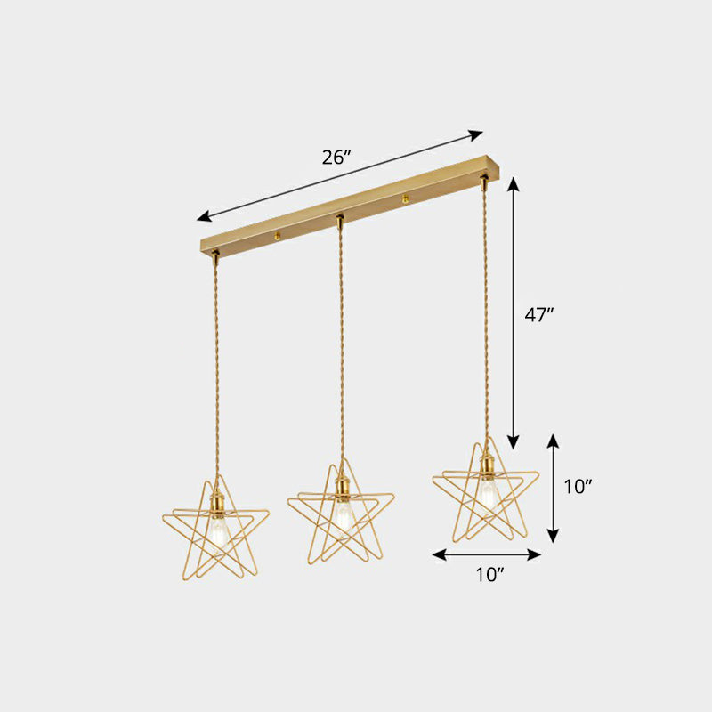 3 teste Filo Filo Cluster Luce a sospensione Nordic Metal Appedful Light per sala da pranzo