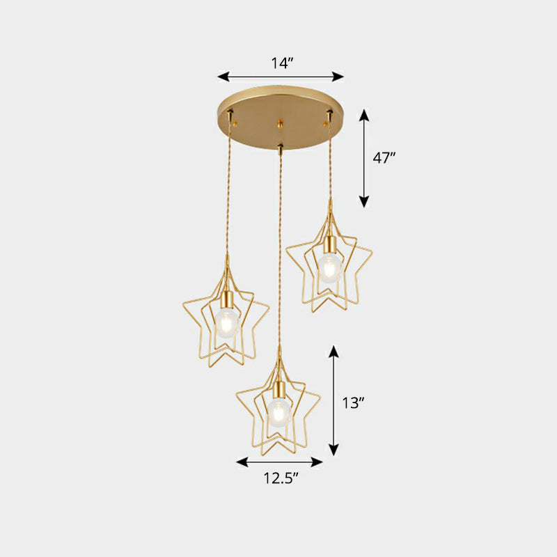 3 teste Filo Filo Cluster Luce a sospensione Nordic Metal Appedful Light per sala da pranzo