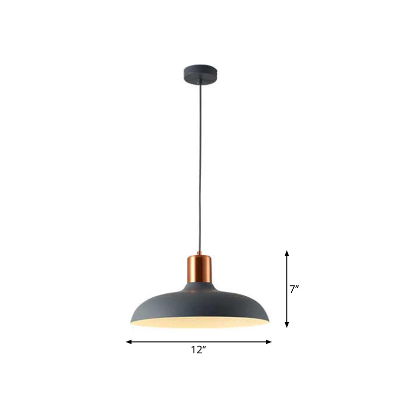 Bowl Shaped Restaurant Pendulum Light Metal 1 Bulb Macaron Suspension Pendant Light