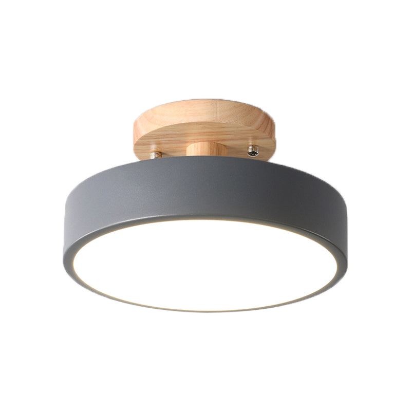Lámpara de techo LED para pasillo Simplicity, iluminación de montaje semiempotrado de madera con pantalla acrílica redonda