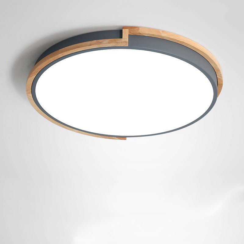 Nordic Disk LED-plafondlamp acryl slaapkamer inbouwlamp met houten frame