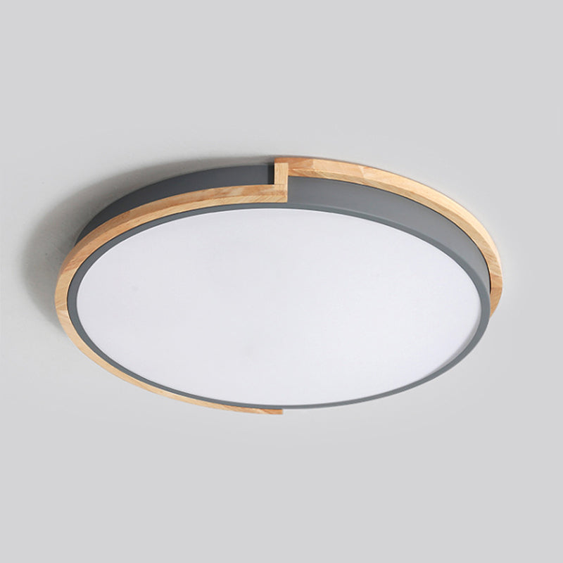 Nordic Disk LED-plafondlamp acryl slaapkamer inbouwlamp met houten frame